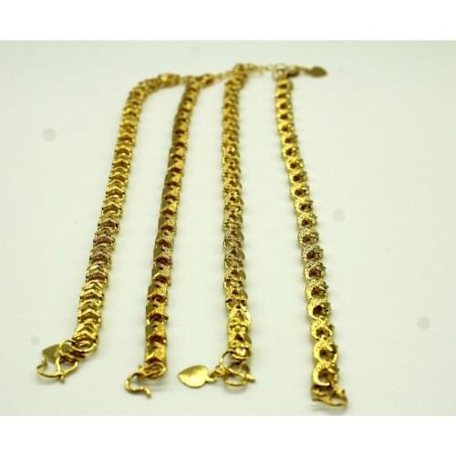 Fashion Bracelet Carved Beads Women Solid 18K Yellow Gold Plated Ball Shape Alluvial Gold Bracelet Bangle Jewelry Wholesale