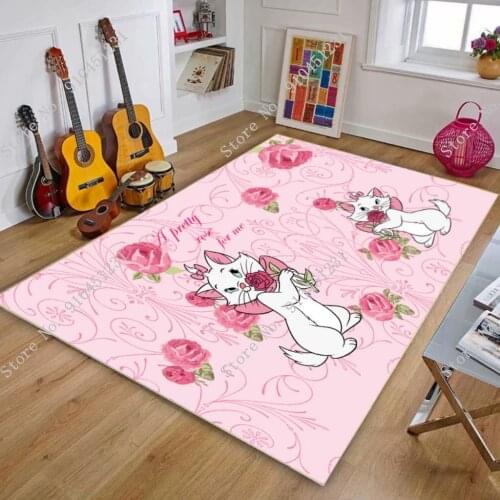 Disney Marie Cat Anime Figures Cartoon Product Cosplay Accessories Customized Floor Mat Home Carpets Bedroom Rug Gifts