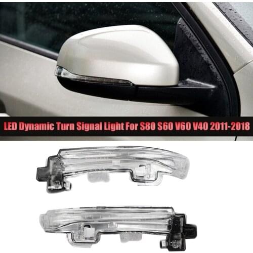 NEW-Pair Side Door Wing Rearview Mirror LED Dynamic Turn Signal Light Blue+Yellow Color for VOLVO S80 S60 V60 V40 2011-2018