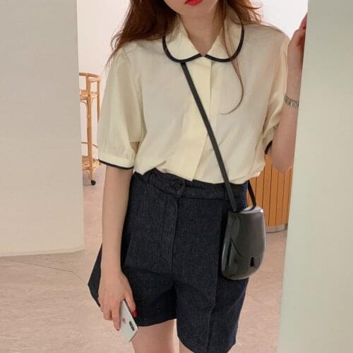 New Womens Blouse Summer Tops Femme Summer Women Shirt White short Sleeve Cotton Girls Women Blouse Plus Size Blusas Solid Loose