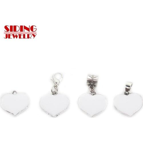 New Arrival 20pcs/lot White Heart Dangle Charms Lobster Clasp DIY Bracelet Necklace Pendants Jewelry Hanging Charm