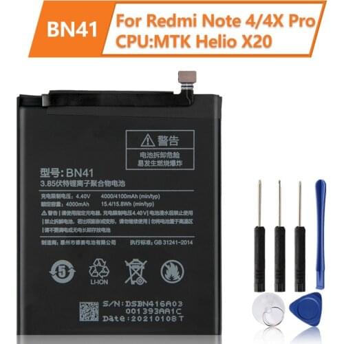 XiaoMi Original Replacement Battery BN41 For xiaomi Redmi Note 4 Redmi Note4pro Note4 4G+High-end configuration Battery 4100mAh