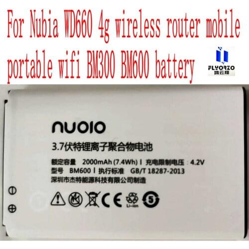 New High Quality 2000mAh BM600 Battery For Nubia WD660 4g wireless router mobile portable wifi BM300 BM600 battery