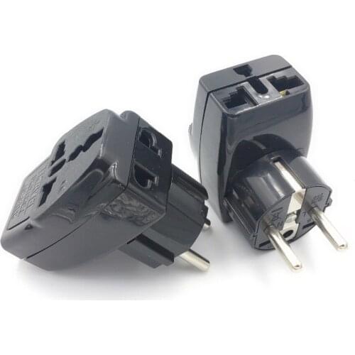 Wholesale CE 250v 16a US UK AU swiss to eu Grounded Universal 2 in 1 Germany Euro franch Schuko Plug Adapter Type E/F