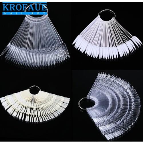 40Pcs Clear Nature Black False Tips For Nail Art Display Oval Fan Style Nail Swatch Polish Stand Tips Practice Manicure Tools