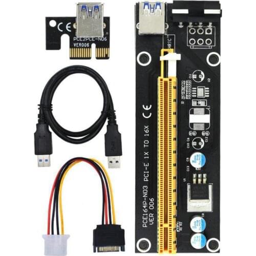 New PCI-E pcie Riser 006 Express 1X 4x 8x 16x Extender PCI E USB Riser 006S GPU Dual 4Pin Adapter Card SATA 4pin for BTC Miner
