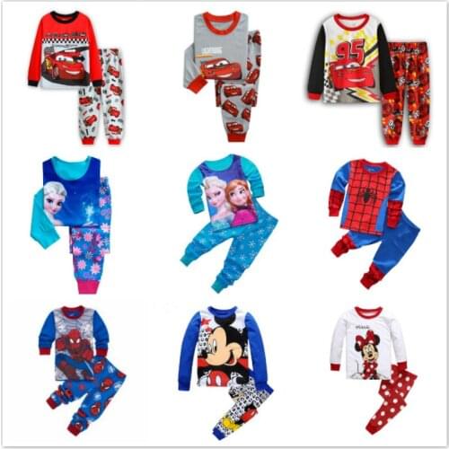 Kids Pajamas Set Children Sleepwear Cartoon Mickey Spiderman Pyjamas Pijamas Baby Boy Girl Cotton Nightwear Clothes Set