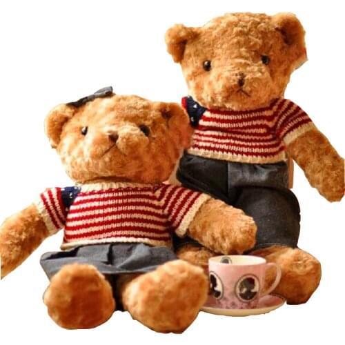 Plush toys vintage denim Couple hug teddy bear doll wedding children Stuffed toy