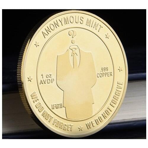 Gold Plated Anonymous Mint Bitcoin Commemorative Coins Collection Souvenir Gift