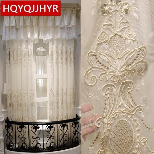 European and American royal luxury top white embroidered Voile curtain for living room high quality tulle for bedroom hotel