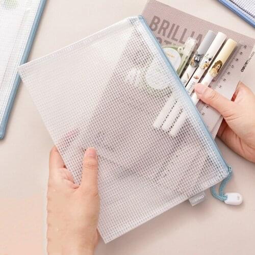A5 Student Stationery Document Bag Square Stationery Bag A4 Durable Zipper Receiving Jacket Transparent Waterproof Handbag
