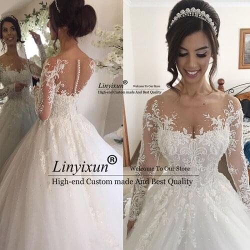 Princess Wedding Dress 2021 robe de mariee Long Sleeves Appliques Celebrity Ball Gown vestido De Noiva Custom Made Bride Gown