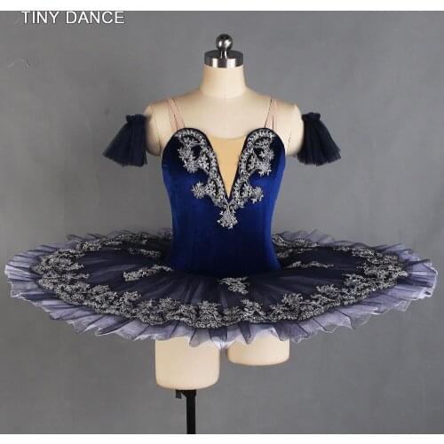 Dark Blue Velvet Bodice Professional Ballet Dance Tutu Costume for Adults Solo Dress Ballet Pancake Tutus BLL432