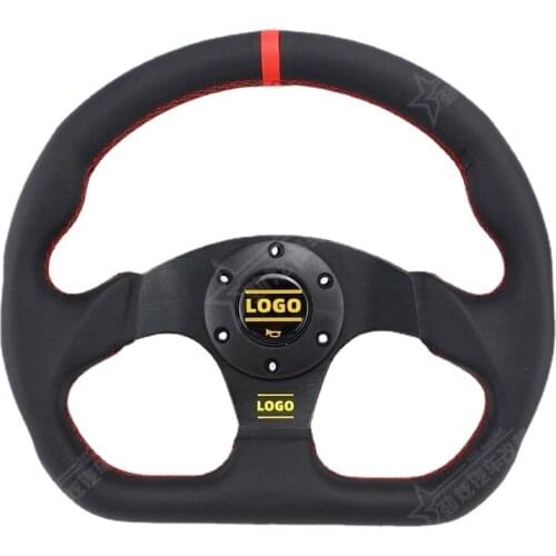 D Type 13 Inch Outer Diameter 330mm Leather Flat Bottom Modified Racing Game Console Universal Steering Wheel