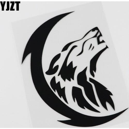 YJZT 11.4CMX14.7CM Car Truck Cartoon Wolf Howling Tribal Moon Vinyl Car Sticker 13C-0088
