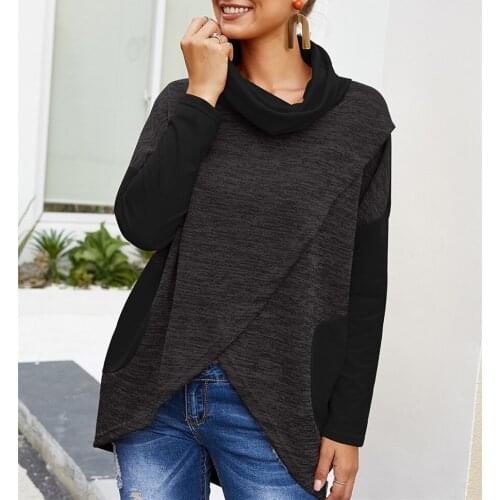 2019 High St Color Contrast Patchwork Hoodie Women Autumn Winter Loose Long Sleeve Pullover Pocket Hoodies Female Coat 01012