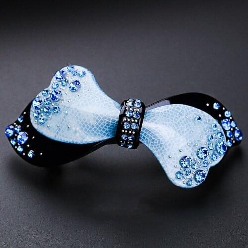 Blue Purple Acrylic Hairclips Women Elegant Lady Rhinestone Hairpin Barrettes Top Headwear Vintage Party Hair Accessories 2021