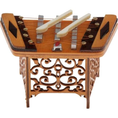 1/12 Dollhouse Miniature Wooden Chinese Dulcimer Yangqin DIY Music Toy