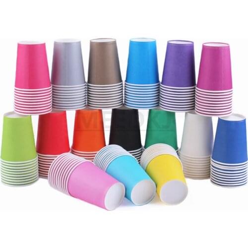 10PCS Pure Colour Party Disposable Paper Cups Juice Cup 9 oz. DIY Decoration Baby Shower Kids Birthday Wedding Picnic Tableware