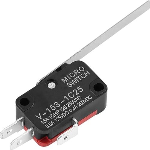 10pcs V-153-1C25 Black Red Limit Switch Mayitr Long Straight Hinge Lever Type SPDT Micro Switches 30mm*16mm*12mm