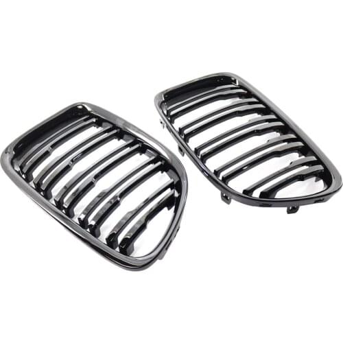 2pcs Front Grille Compatible with BMW X1 E84 11-16 51112993306 51112993307 51117347670 Double Line Vehicle Replace