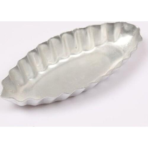 200pcs fluted edge little boat shape anodising aluminium alloy egg tart moulds cupcake liners cake baking pan ZA6875