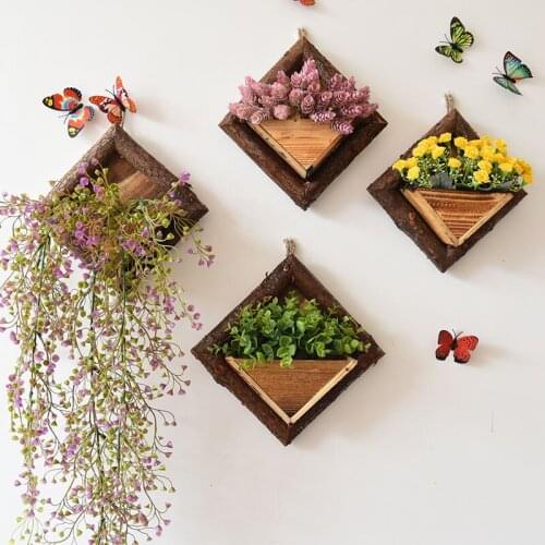 24/36cm Wooden Wall Hanging Flower Pots Flower Container Wood Ornamental Baskets Hanger Wall Mount Flowerpots Garden Planter