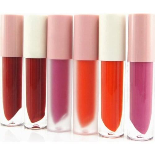 4ml Frosted Transparent Lip Glaze Tube White Pink Plastic Lip Gloss Refillable Bottle Mini Sample Cosmetic Packaging Container