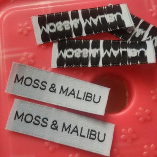 5000PCS , 1.5 * 5 cm Custom design white damask polyester cloth woven label straight cut