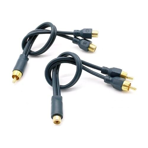 Pure Copper Audio Cable Signal Line RCA Two Male to One Female and One Male to Two Female Car Audio Modification Wire