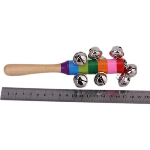 Random Color Wooden Jingle Hand Bells Toy Kids Education For babies And Toddlers