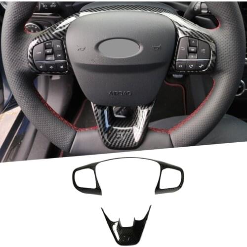 For Ford Fiesta MK8 2017 2018 2019 Accessories ABS Carbon Fiber/Matte/Red ST Car Steering Wheel Trim Control Button Frame Cover