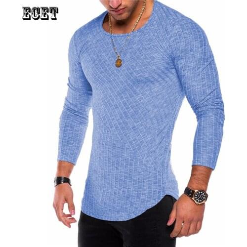 New Streetwear Mens Long Sleeve T-shirt Top Cotton Fashion Pure Color T-shirt Round Neck Top Mens Clothing