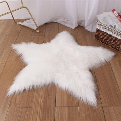 Artificial Wool Carpet Anti-Slip Faux Fur Rug Rhombus Stars Shape Floor Mat for Living Room Bedroom Solid Pattern Chair Mat