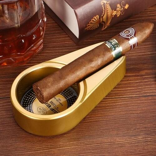Travel Portable Ceramic Cigar Ashtray Single Slot Cigar Holder Round Ash Horse Pattern Gift Box