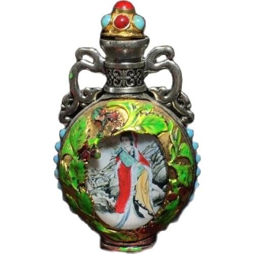 Chinese exquisite handmade antique pattern copper snuff bottle