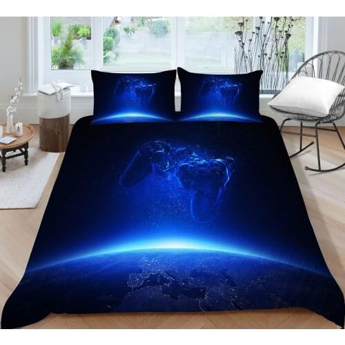 Blue Earth Planet and Game Pad Printing Bedding set Duvet cover with pillowcases Single Double Queen King sizes 2/3pcs