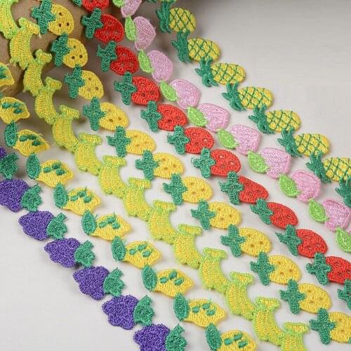 1yard water soluble Fruit embroidery lace trim patches for clothing floral appliques lace trimming DIY clothes accessories