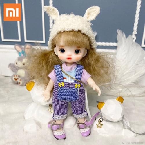 Xiaomi 16cm Bjd Doll Movable Joints 3D Real Eye High-end Dress Can Dress Up Fashion Doll Children DIY Girl Toy Best Gift