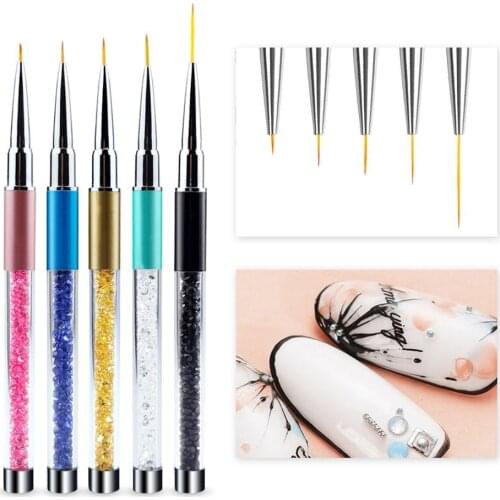 NEW 5 Pcs set Nail Art Acrylic Liner Painting Brush French Lines Stripes Grid Pattern Drawing Pen 3D DIY Tips Manicure Tools
