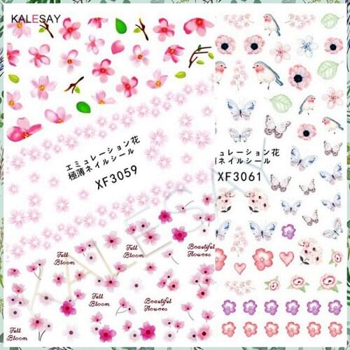 Nail Sticker Art Decals Back Glue Manicure Design Spring Colorful Flower and Butterfly 3D Sticker for Nails Decoration Decor