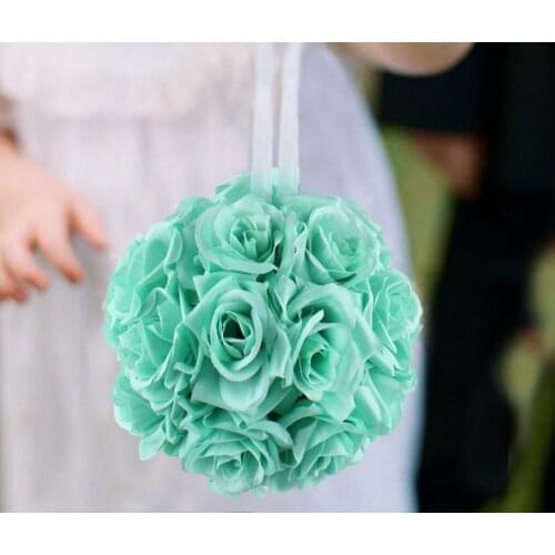 New 1 Pcs/lot 20 cm Artificial Silk Flower Rose Kissing Balls Bouquet Centerpiece Pomander Party Wedding Centerpiece decorations