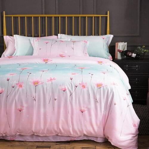 2018 New Tencel Soft Bedding Set Queen King size Bed Linen Duvet Cover Bed Sheet set Pillowcase 4pcs bed Set