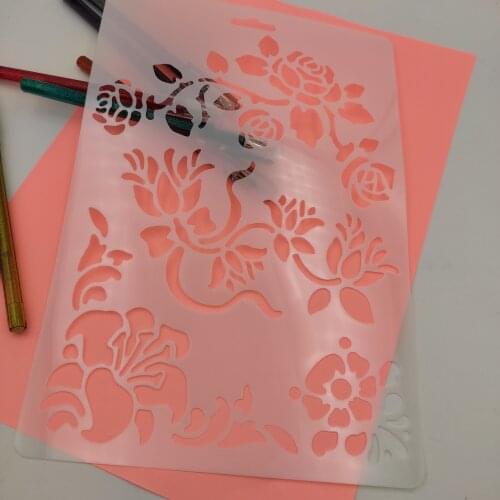 Rose droplets plastic mold shield DIY cake scrapbook stencils hollow Embellishments printing lace ruler Valentines Day