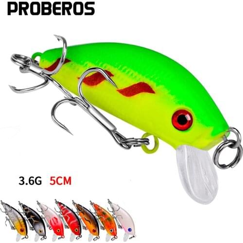 PROBEROS 8CPS/lot Minnow Fishing Lures 5cm-1.97"/0.12oz-3.5g Artificial Hard Wobblers Floating Swimbaits Noisy Crankbaits Pesca