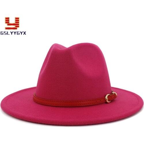 2020 Women Men Hot Sell Jazz Panama New Fashion British Classic Woolen Felt Fedora Hat Ladies Gentlemen Green Camel Red Hat