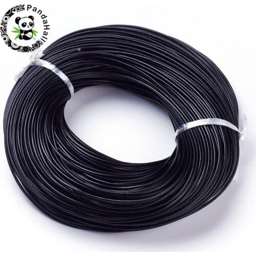Pandahall 100m Cowhide Leather Cord Black Leather Jewelry Cord for Jewelry Making Findings Stringing Materials 1.2mm 1.5mm 2mm