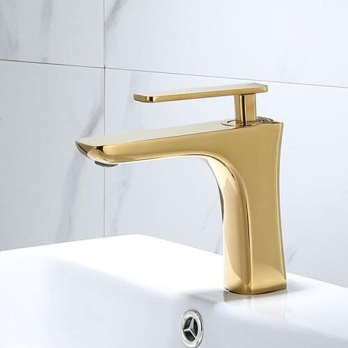 Basin Faucets Elegant Brushed Gold Bathroom Faucet Hot and Cold Water Basin Mixer Tap Brass Toilet Sink Water Crane