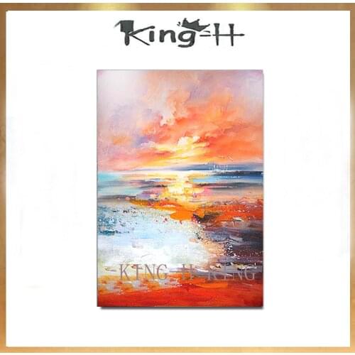 Latest Sea Sunrise Scenery Oil Painting Modern Hand Painted Wall Decor Canvas Art Living Room Decoration Piece Painting Art