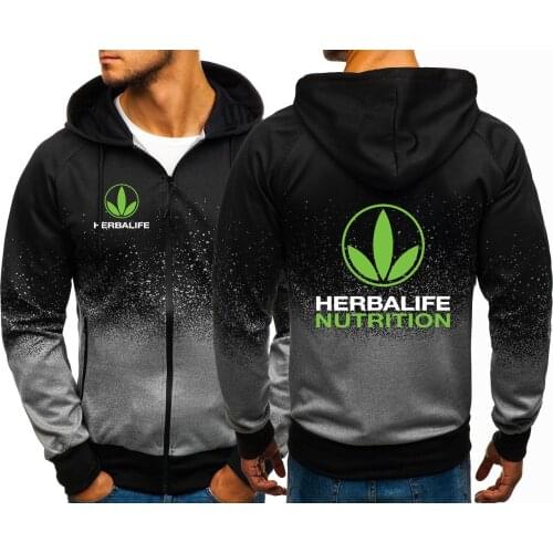 Herbalife Logo 2021 Spring Autumn Mens Print Cotton Hoodie Zipper Man Sweatshirts Casual Gradient Color Coats jackets tracksuit